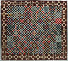 Pieced Quilt, Postage Stamp With Sun Ray Border
