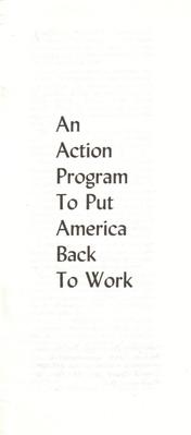 Booklet, 'an Action Program To Put America Back To Work'