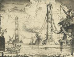 Print, 'Building The Bridge - State VI (Final; Edition State);  10/100' (6 Of 6)