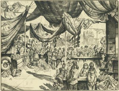 Print, 'Farmer's Market - State V (Final; Edition State); 20/100'  (5 Of 5)
