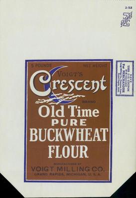 Flour Bag, Voigt's Crescent Old Time Pure Buckwheat Flour