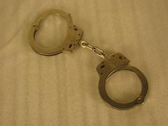 Police Uniform Accessory, Metal Handcuffs And Key
