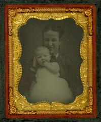Cased Photograph, Unidentified Woman And Child