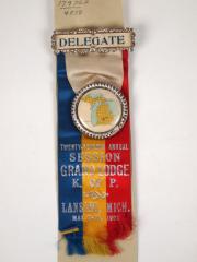 Souvenir Badge, 27th Annual Session Grand Lodge K. Of P....