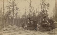 Photograph, Two Wood Burning Steam Engines 