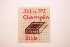 Needlepoint, 'john W. Champlin' And 'bible'