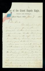 Civil War letter from Grand Rapids Eagle reporter Bates to Dr. William DeCamp