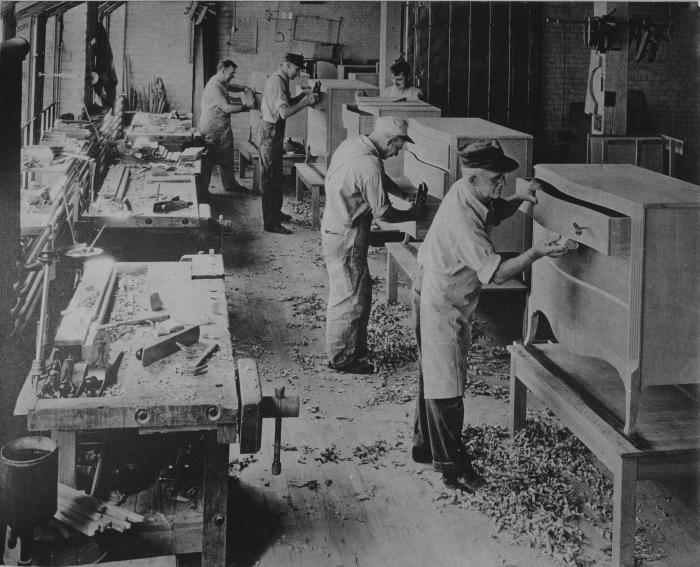 Photograph, Kindel Furniture Company, Workers Detailing Dressers