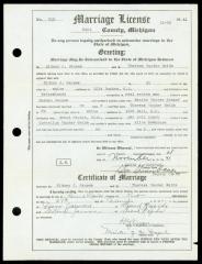 Marriage License, Sidney J. Jansma And Theresa Vander Weide