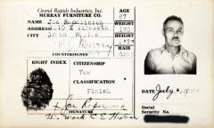 Identification Card, Joe Rapalinich