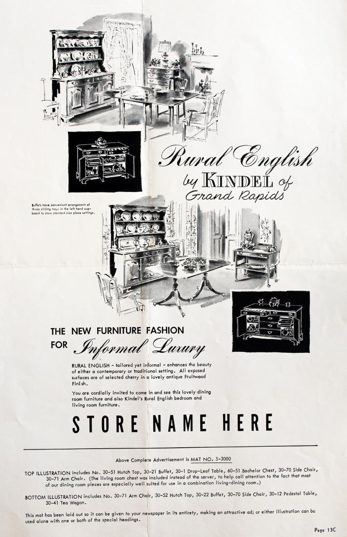 Ad Layout, Kindel Furniture, Rural English 