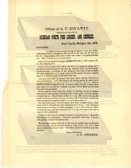 Form Letter, S. P. Swartz Company, Michigan White Pine Lumber and Shingles