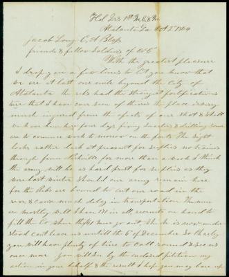 Civil War letter Captain J.D. Robinson to Jacob Long and Charles A. Bloss of Co. C 1st Michigan Engineers