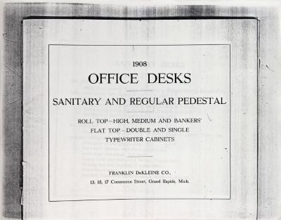 Trade Catalog (Photocopy), Franklin DeKleine Company, Office Desks, Sanitary and Regular Pedestal