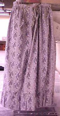 Skirt, Woman's, Ankle Length, Blue And White Cotton Paislely Print