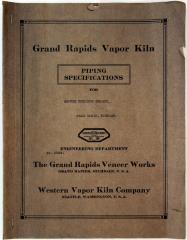 Booklet, Grand Rapids Vapor Kiln, Piping Specifications for Century Furniture Company