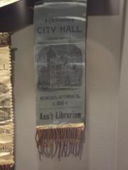 Souvenir Ribbon, Dedication Of City Hall, 'assistant Librarian'