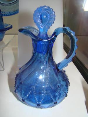 Cruet With Stopper, Cord Drapery Design, Cobalt Blue