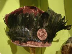 Hat, Purple Velvet With Green Feathers