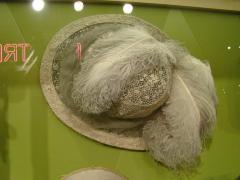 Hat, Cream Lace With Feathers And Net