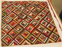 Pieced And Tied Quilt, Log Cabin Variation