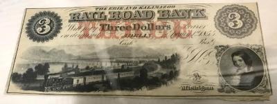 Bank Note, 'the Erie & Kalamazoo Railroad Bank, Adrian, Mich.,  $2.00'