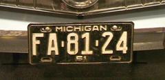 License Plate, Michigan Fa8124, 1951