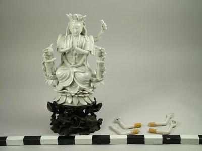 Figurine, Multi-Armed, Wood Base