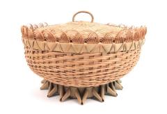 Lidded Basket With Porcupine Twist Base