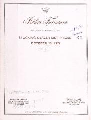 Price List, Baker Furniture Company, October 1977
