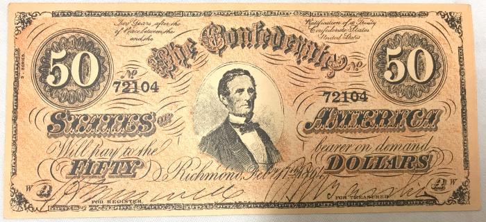 Banknote, $50, Confederate