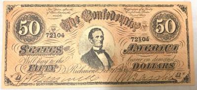 Banknote, $50, Confederate