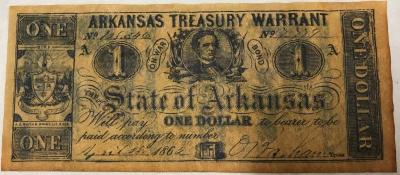 Banknote, Arkansas Treasury Warrant 