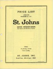 Price List, St. Johns, Inc., Milford and Weymouth Groups