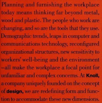 Trade Catalog, Knoll Associates, Inc., Intelligent Workspace