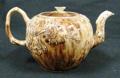 Staffordshire Teapot, Glazed Tortoise Shell Whieldon Type, With  Lid (2 Pcs.)