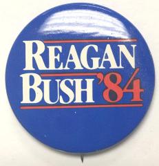 Pin-Back Button, Reagan and Bush '84