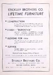 Trade Catalog, Stickley Brothers Company, Lifetime Furniture