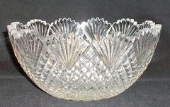 Bowl, Cut Glass, English Hobnail And Fan Pattern