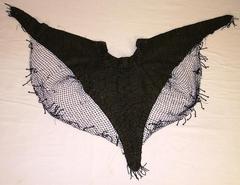Woman's Capelet, Black With Bead Trim And Bead Fringe