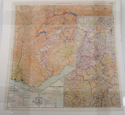 Map In Pouch With Compass, Northern Europe In World War II