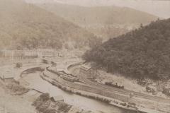 Photograph, Birds-Eye View of Buildings and Railroad along the Lehigh River in Summit Hill, PA