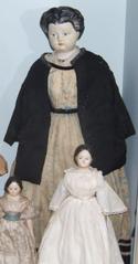 Doll, Gutta Percha, Leather Arms And Legs, Black Cape