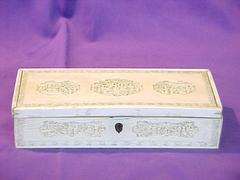 Ivory Box With Hinged Lid, Carved Medallions And Border