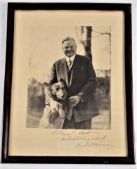 Signed, Inscribed Photograph, Herbert Hoover Posed with his dog King Tut