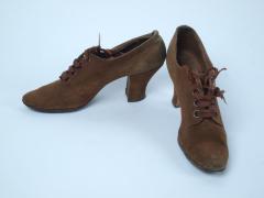 Brown Suede Guptill Pumps W/ Ribbon Laces