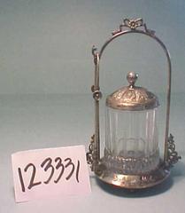 Pickle Jar With Lid, Tongs, And Base,  4 Pcs. (possibly Sugar Jar)