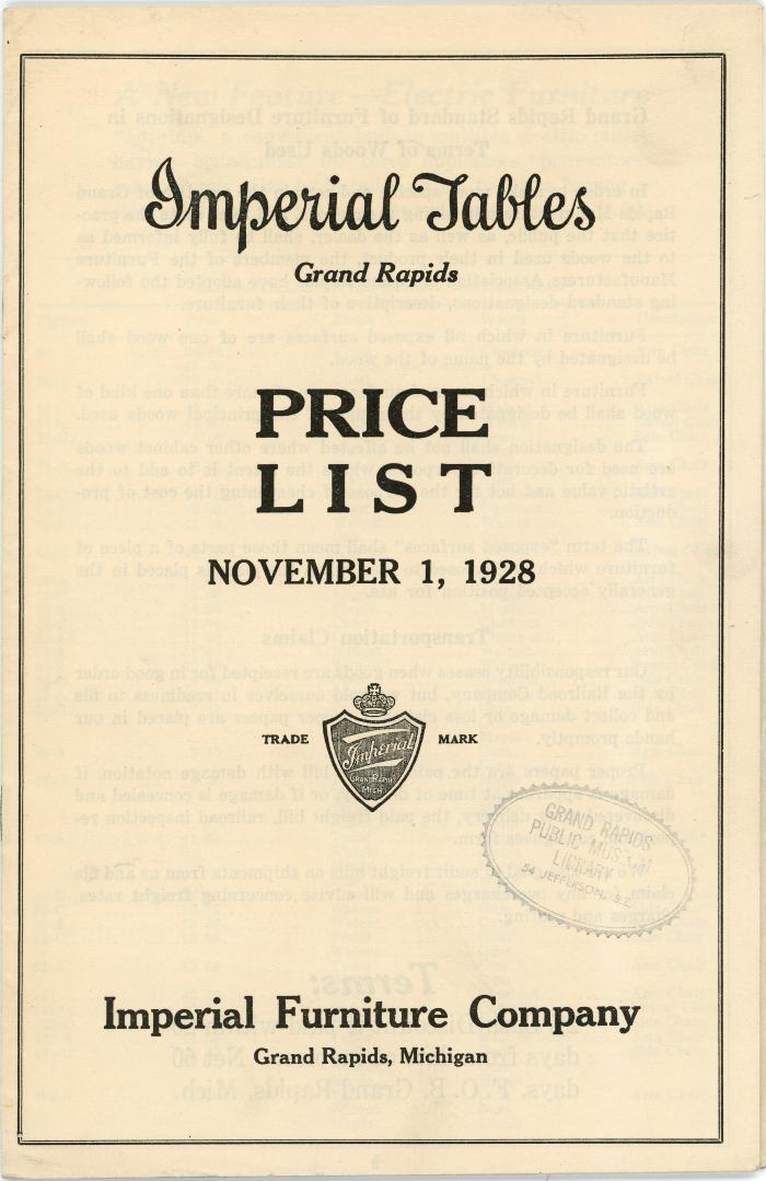 Grand Rapids Public Museum Collections Artifact Price List