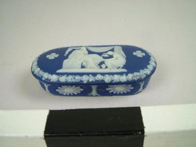 Box, Wedgwood Dresser, Blue Ground With White Figures In Relief
